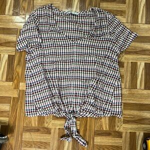 Madewell novel tie front gingham top